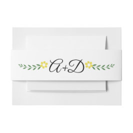 Faixa Decorativa Para Convite Tipografia, flores amarelas e iniciais casamento