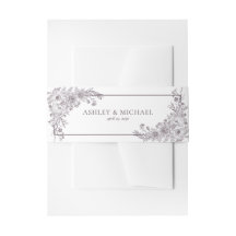 Vintage Plum Purple Line Art Weding