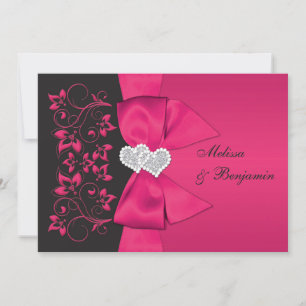 FAIXA IMPRESSA Convite de Casamento Floral Rosa e 