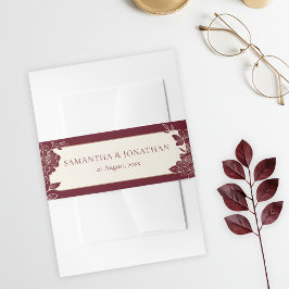 Faixa para Convite de Casamento Floral Borgonha In