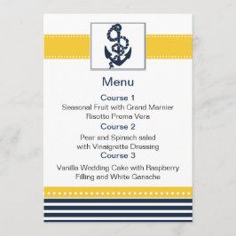 faixas de marinho, âncora, cartões de menu náutico
