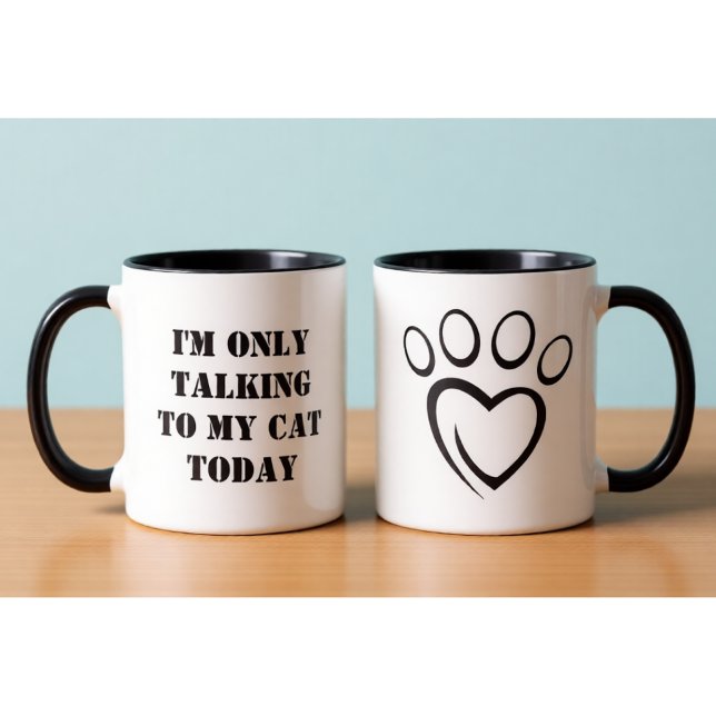 Falando com Meu Gato Hoje Caneca Engraçada para In (Criador carregado)