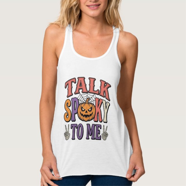 Fale Assustador Comigo Camisa Vintage de Halloween (Frente)