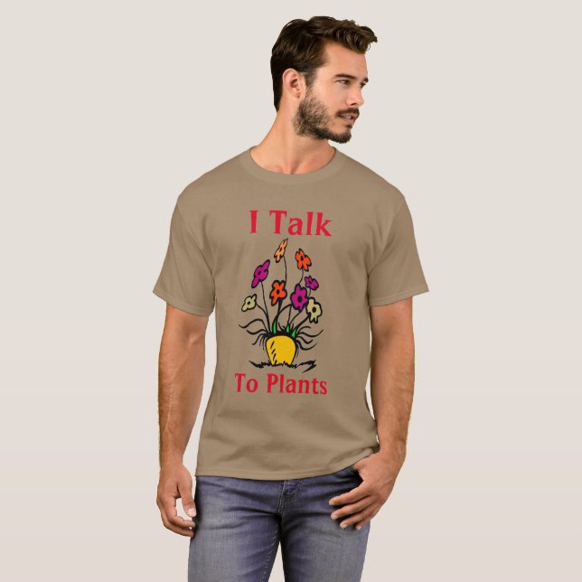 Fale com o Plantsr, adicione texto, T-Shirt (Frente Completa)