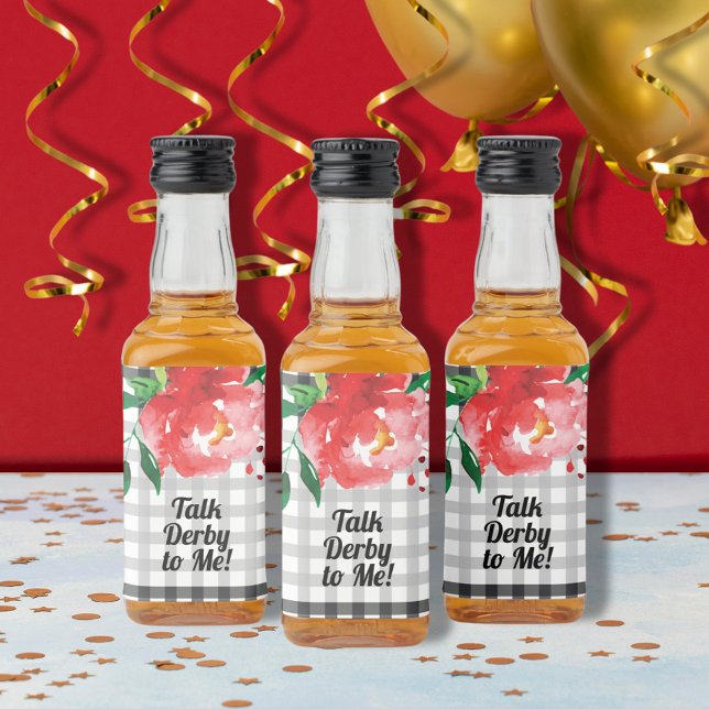 Fale Derby comigo Rosa Preto Branco Mini (Talk Derby to Me red rose on black and white mini liquor bottle labels)