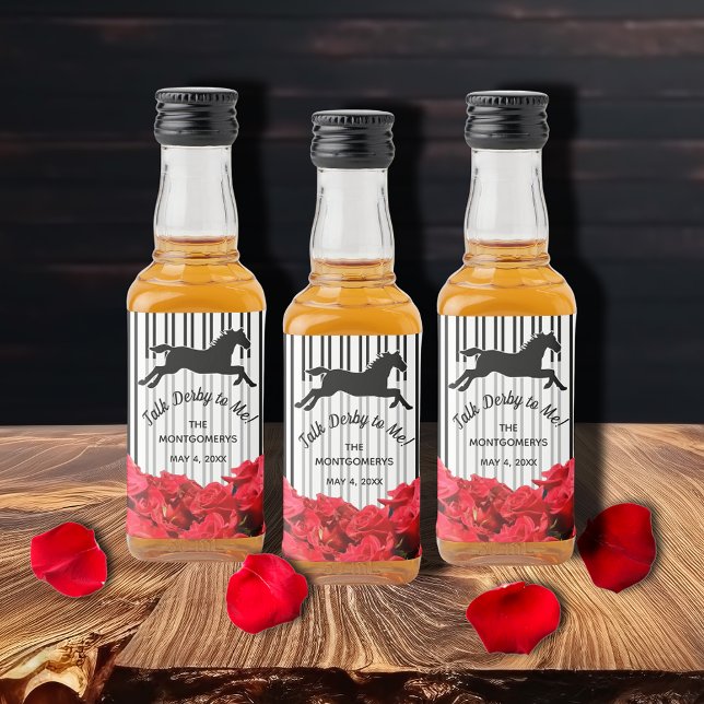 Fale Derby para Me Cavalo de Corrida e Rosas (Create beautiful mini liquor bottle labels for your Derby party, serve or give as party favors.)