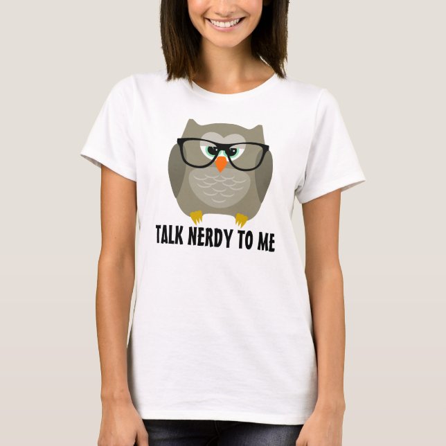 Fale nerd comigo t-shirts de coruja (Frente)