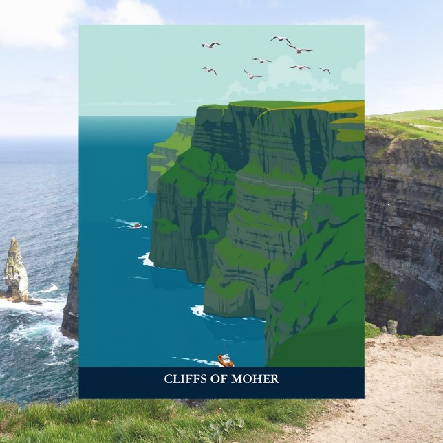 Falésias de Moher, Irlanda Cartão Postal Antigo de (Cliffs of Moher, Ireland Travel Vintage)