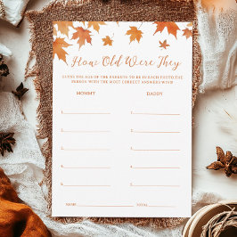 Fall Autumn Chá de fraldas Adivinha O Cartão De Jo