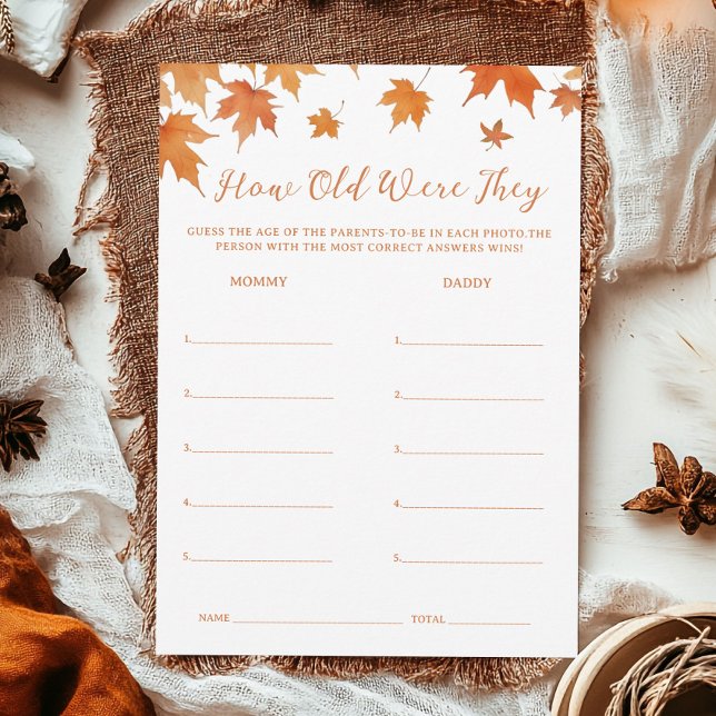 Fall Autumn Chá de fraldas Adivinha O Cartão De Jo (Criador carregado)