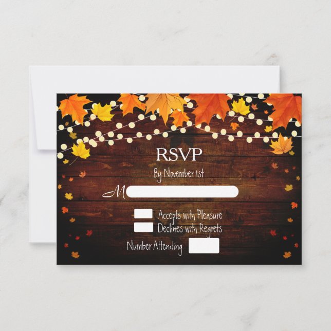 Fall Autumn Russe String Lights & Deixa RSVP (Frente)