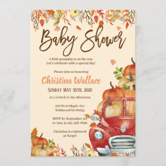 Fall Baby Shower Convites Pequeno Pumpkin