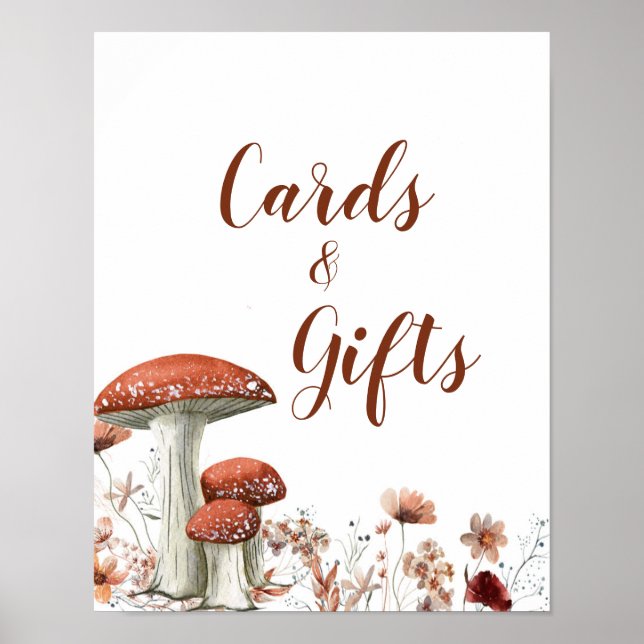 Fall Boho Mushroom Floral Cards & Gifts Poster (Frente)