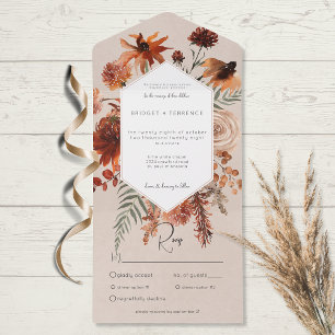 Fall Boho Rust & Peach Floral Frame Beige Janto