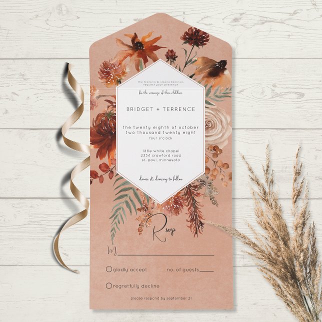 Fall Boho Rust & Peach Floral Frame No Janto (Criador carregado)