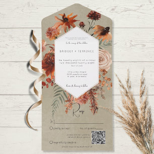 Fall Boho Rust & Peach Floral Frame Sage Código QR