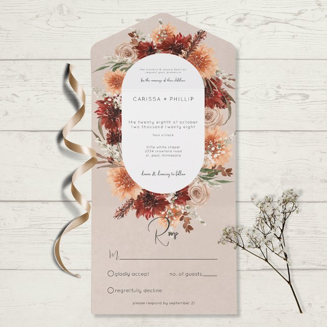Fall Boho Rust Peach Floral Oval Beige No Janto (Criador carregado)