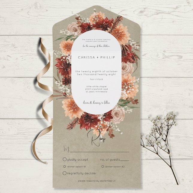 Fall Boho Rust & Peach Floral Oval Janto (Criador carregado)