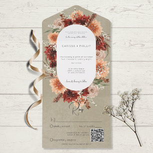 Fall Boho Rust & Peach Floral Oval Sage Código QR