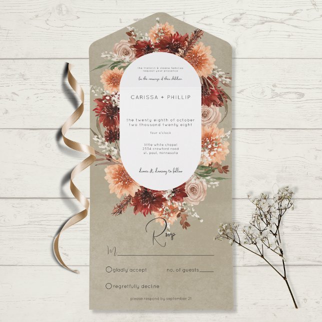 Fall Boho Rust & Peach Floral Oval Sage No Janto (Criador carregado)