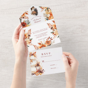 Fall Burgundy e Orange Floral Weds
