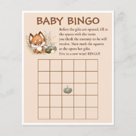 Fall Chá de fraldas Fox Pumpkins Baby Bingo Game