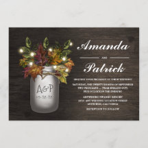 Fall Deixa Mason Jar - Convites de Casamento Russo