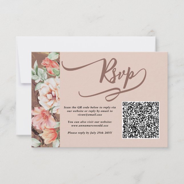Fall Floral QR Code Response Card RSVP (Frente)