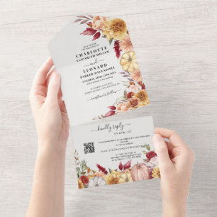 Fall Floral Wedding Código Qr Rsvp