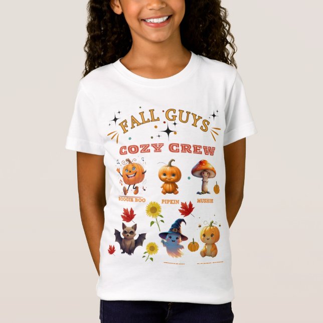 "Fall Guys Cozy Crew" Kids Autumn T-Shirt  (Frente)