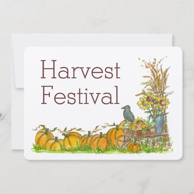 Fall Harvest Festival Convite Pumpkin Patch Art (Frente)