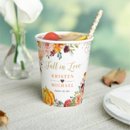 Fall in Love Dourado Autumn Floral Pumpkin Casamen