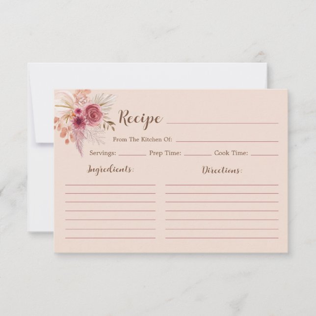 Fall In Love Elegant Boho Bridal Recipe Card (Frente)