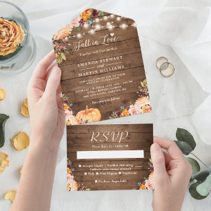Fall in Love Rustic Autumn Floral Pumpkin Casament