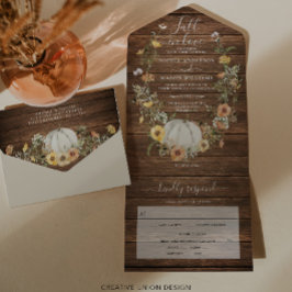 Fall in Love Rustic Floral Harvest Pumpkin Casamen