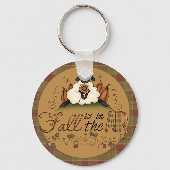 "Fall is in the Air" Autumn Sheep Chaveiro (Frente)