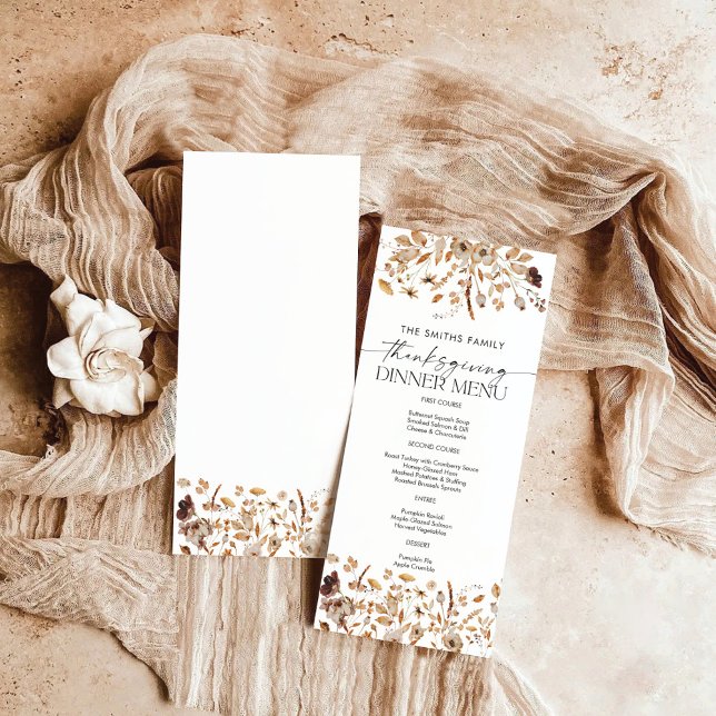 Fall Leaves Thanksgiving Dinner Flat Menu (Criador carregado)