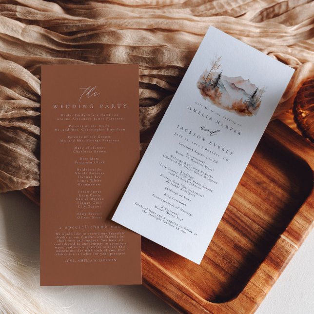 Fall Mountain Wedding Order of Events Program (Criador carregado)