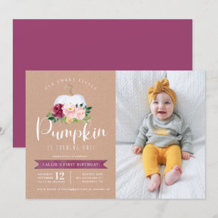 Fall Pumpkin Birthday Foto Convite Personalizado I