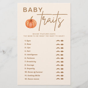 Fall Pumpkin Chá de fraldas Bebê Traços