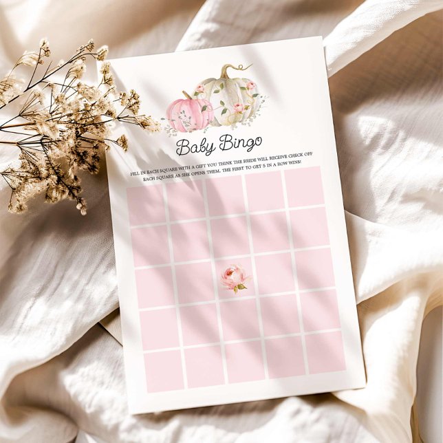 Fall Pumpkin Girl Baby Bingo Game (Little Pumpkin Baby Bingo Game Card)