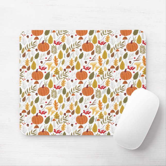 Fall Pumpkin Pattern Mouse Pad (Com mouse)