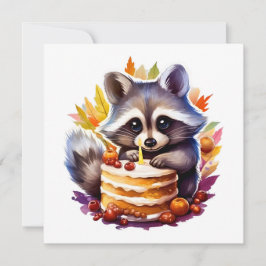 Fall Raccoon com o 1º bolo de aniversário