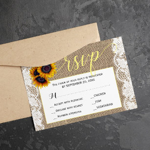 Fall rusflower burlap script de casamento rsvp