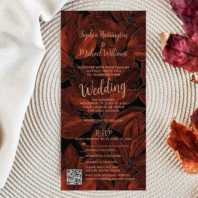 Fall Russo All in One Convite de casamento QR Code (Criador carregado)