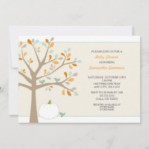 Fall tree com convites para Chá de fraldas de ab
