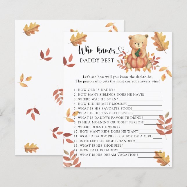 Fall urso - Quem sabe o melhor jogo do Pai (Frente/Verso)