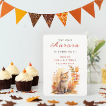 Fall vibes Kitten - Cartão de Convite de Aniversár