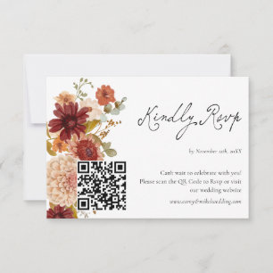Fall Wildflower Boho QR Code Rsvp Card