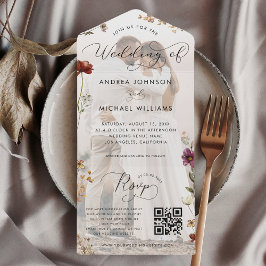 Fall Wildflower Chic Photo Código QR Autumn Weddin